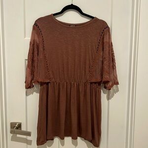 🍂Torrid Knit Crew Neck Lace Dolman Sleeve Babydoll Top🍂